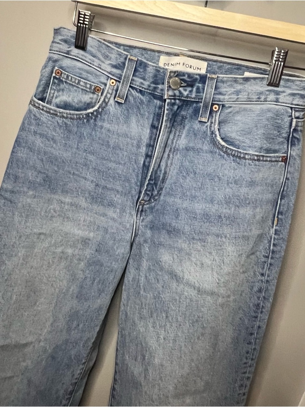 Denim Forum Men's Washed Blue Straight Jeans